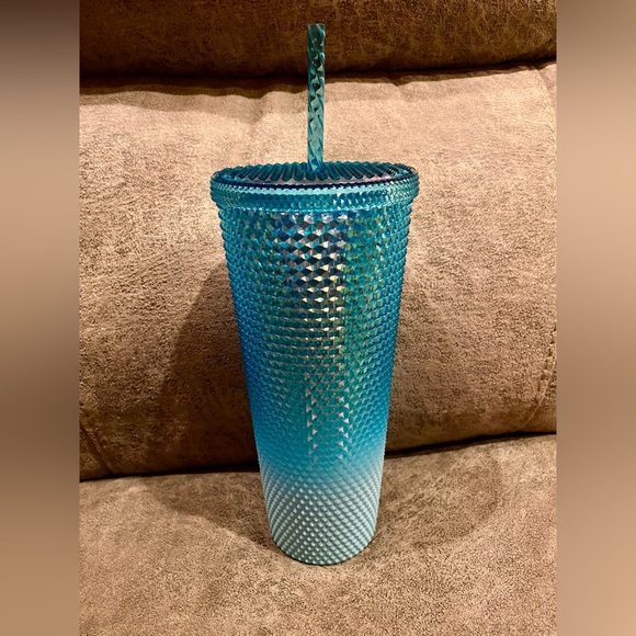 Starbucks Venti Cold Cup Glacier Blue Gradient Studded - Picture 2 of 3